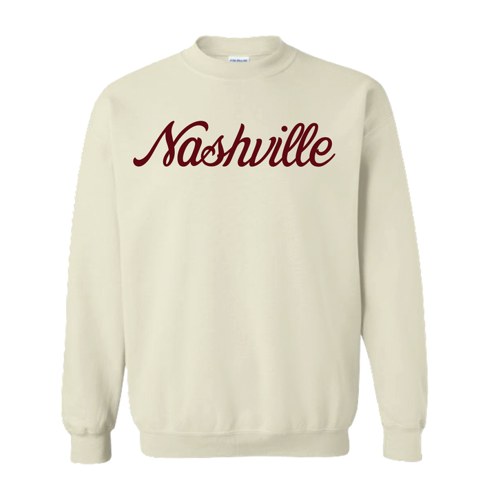 Nashville Sweatshirt Sand with Burgandy Ink