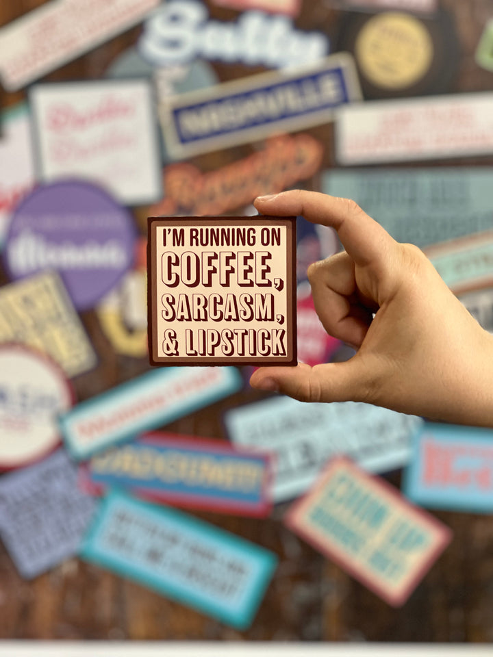 Stickers - I'm Running on Coffee, Sarcasm & Lipstick